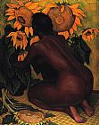 Desnudo con girasoles 1946 by Diego Rivera